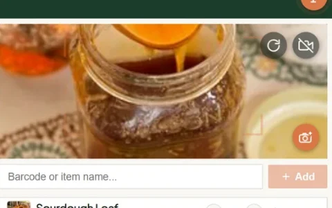 The till camera pane showing a jar of honey, photographed for AI to identify