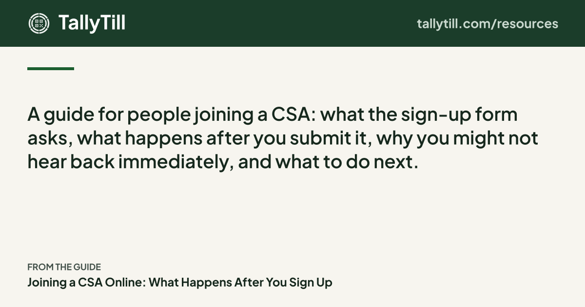 Share card: the excerpt, the guide title and the TallyTill logo