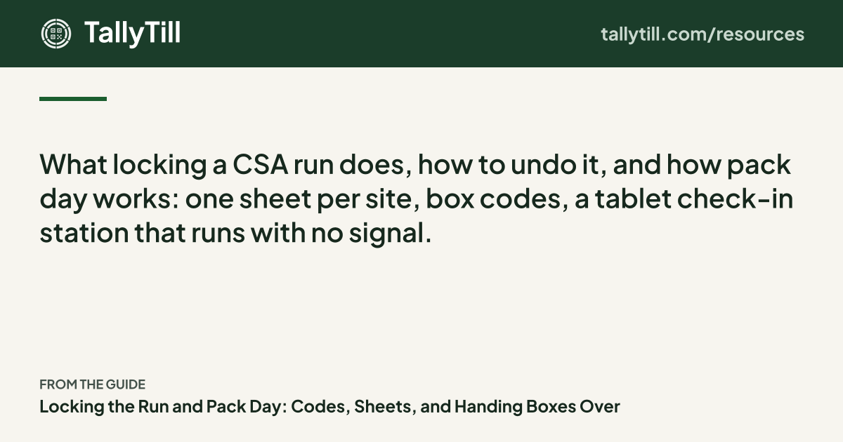 Share card: the excerpt, the guide title and the TallyTill logo