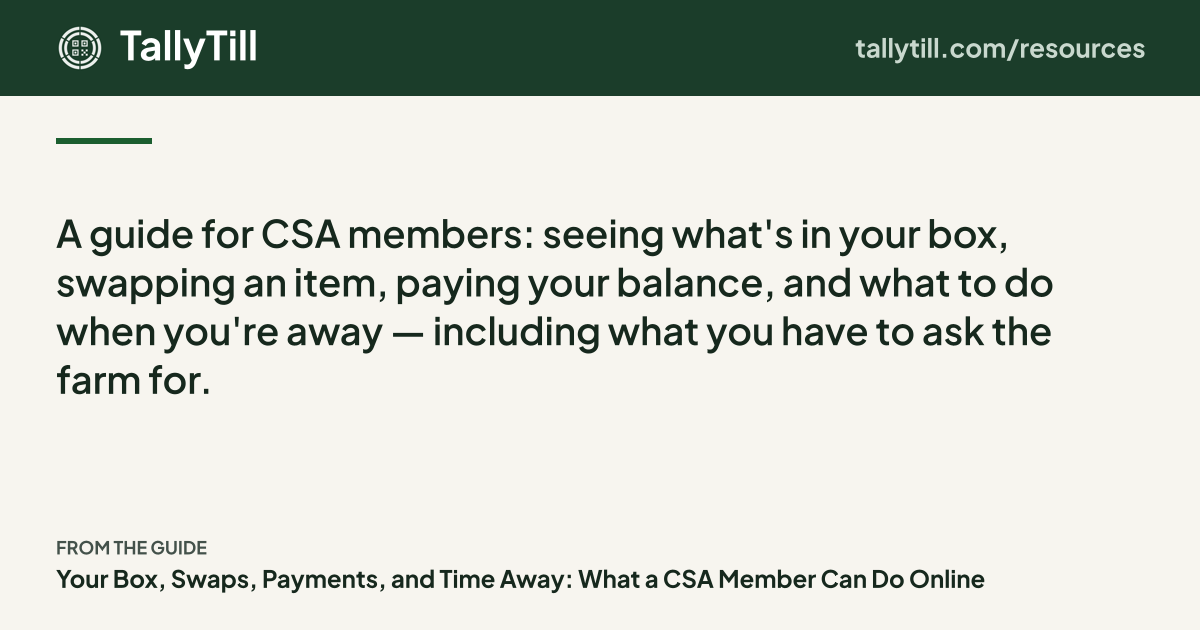 Share card: the excerpt, the guide title and the TallyTill logo