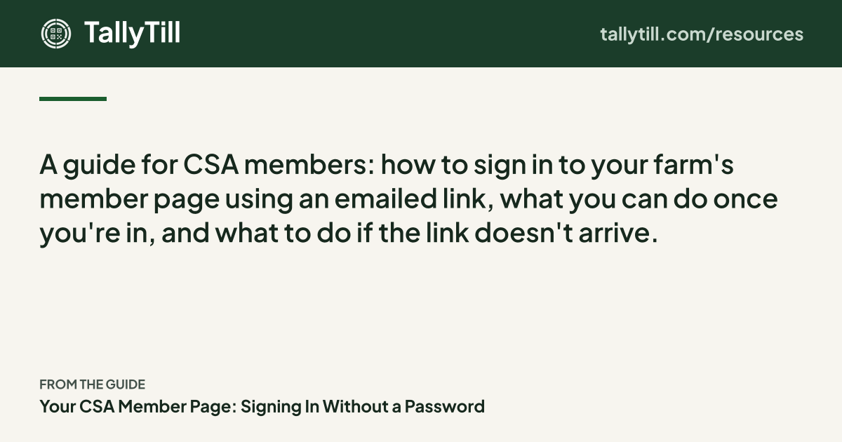 Share card: the excerpt, the guide title and the TallyTill logo