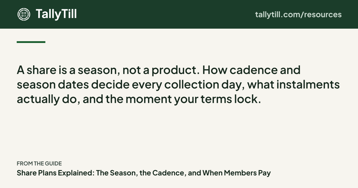 Share card: the excerpt, the guide title and the TallyTill logo