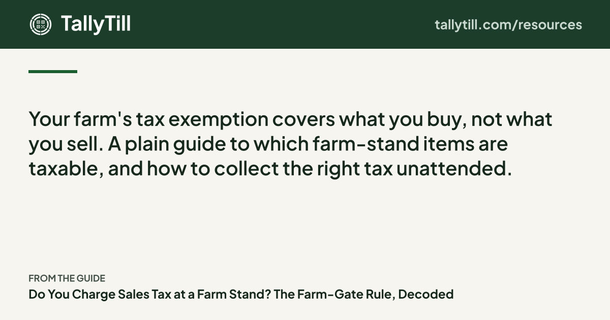 Share card: the excerpt, the guide title and the TallyTill logo