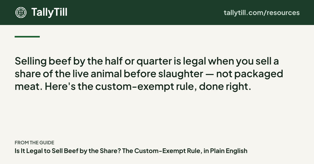 Share card: the excerpt, the guide title and the TallyTill logo