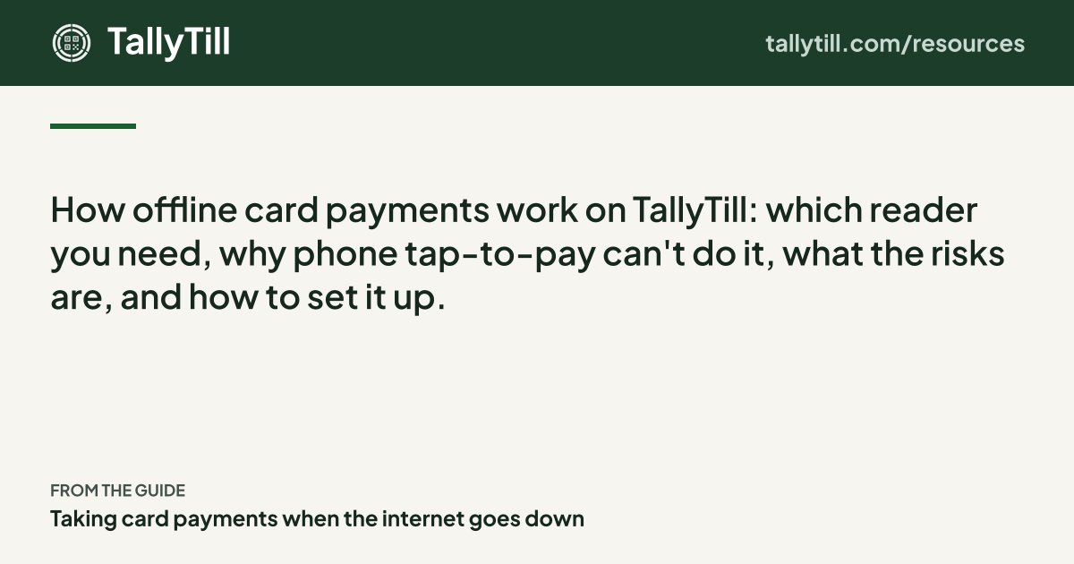Share card: the excerpt, the guide title and the TallyTill logo