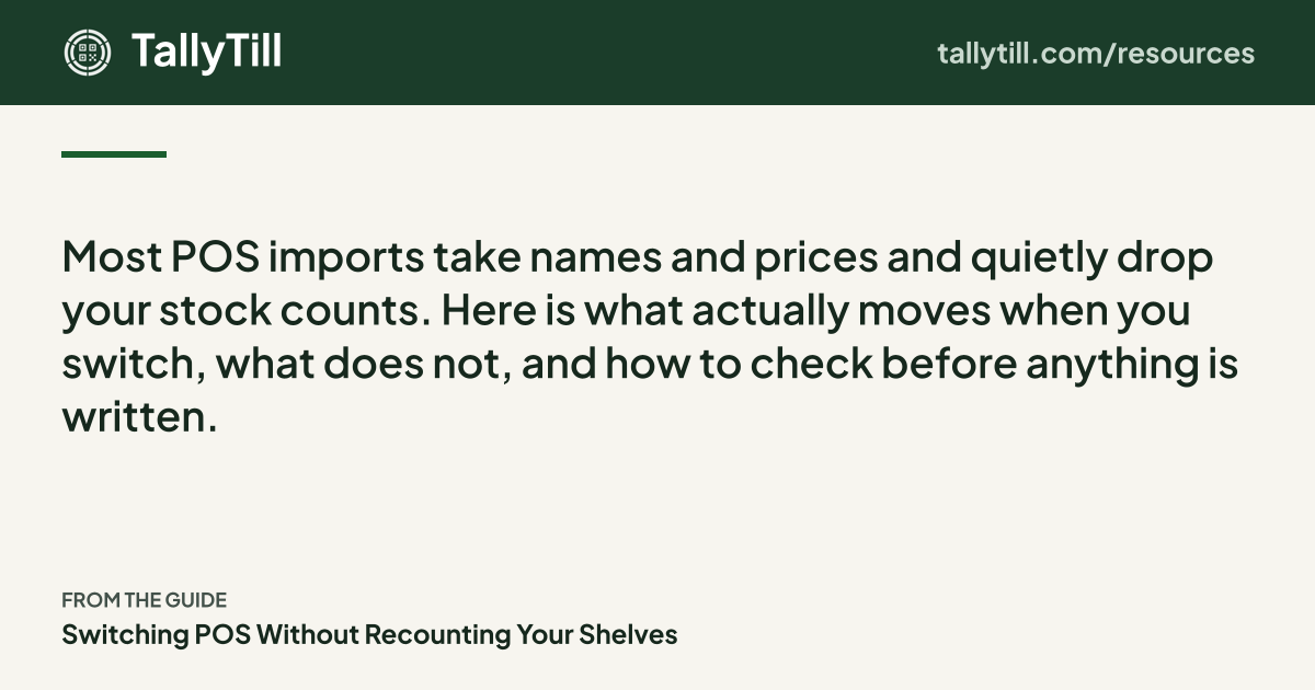 Share card: the excerpt, the guide title and the TallyTill logo