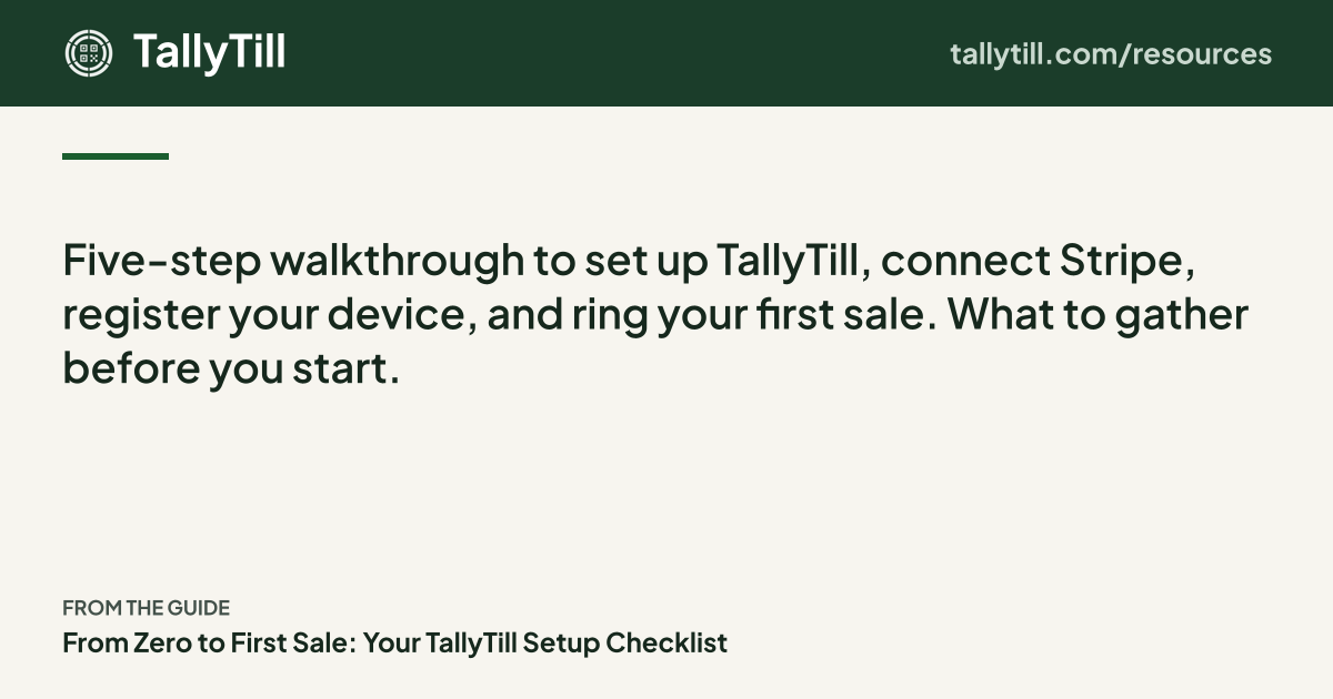 Share card: the excerpt, the guide title and the TallyTill logo